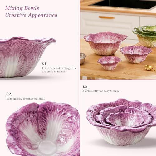 Purple ceramic nesting mixing bowls 3 piece set — photo 4