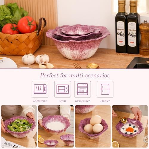 Purple ceramic nesting mixing bowls 3 piece set — photo 5