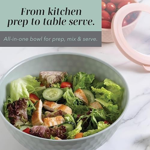 Teal embossed plastic nesting mixing bowl set — photo 4
