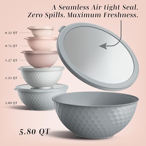 Pink embossed plastic prep bowl set — photo 3