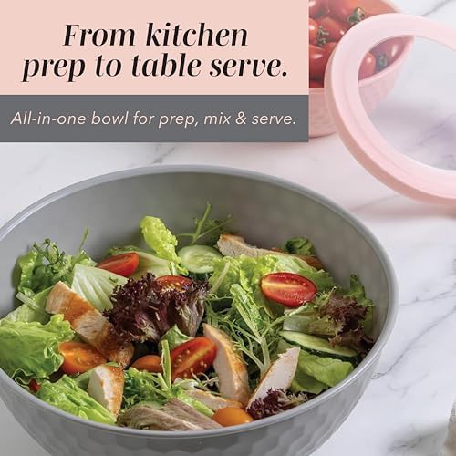 Pink embossed plastic prep bowl set — photo 4