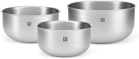 Brushed stainless steel three piece nesting set
