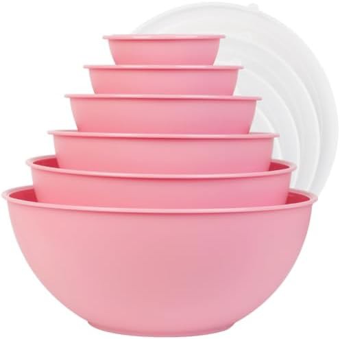 Pink nesting bowls with airtight lids