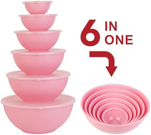 Pink nesting bowls with airtight lids — photo 5