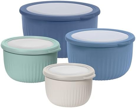 Multicolor plastic prep and store bowl set