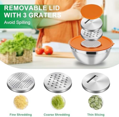 Stainless steel bowls with airtight grater lids — photo 3