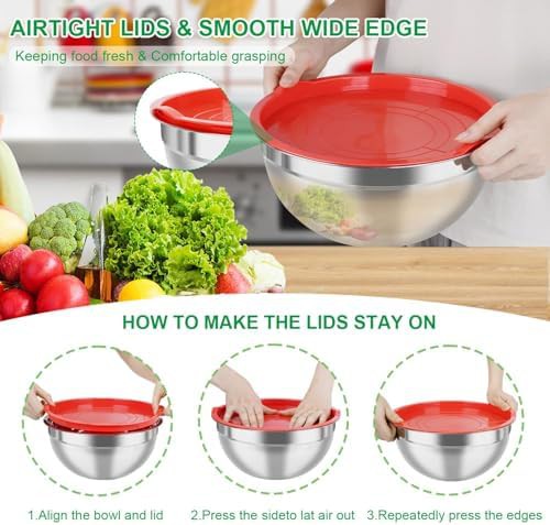 Stainless steel bowls with airtight grater lids — photo 5