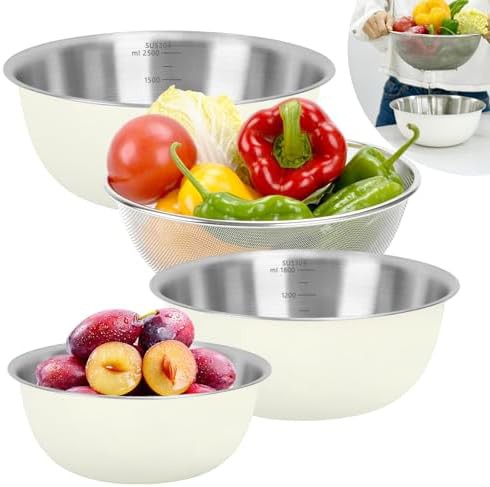 White colander and strainer mixing set