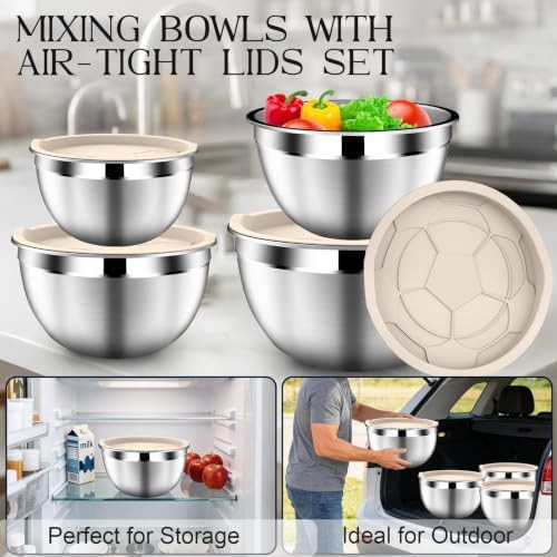 Beige Five Piece Metal Mixing Bowls — photo 3
