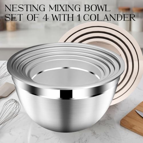 Beige Five Piece Metal Mixing Bowls — photo 4