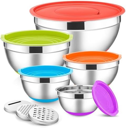 Colorful five quart airtight mixing bowls