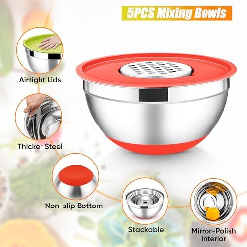Colorful five quart airtight mixing bowls — photo 3