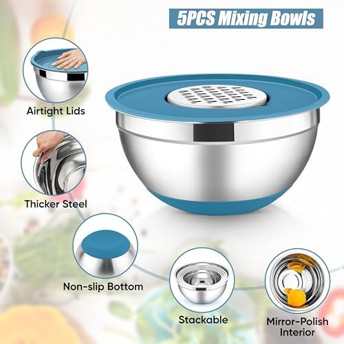 Blue nesting bowls with grater attachments — photo 3
