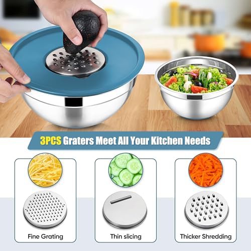 Blue nesting bowls with grater attachments — photo 5