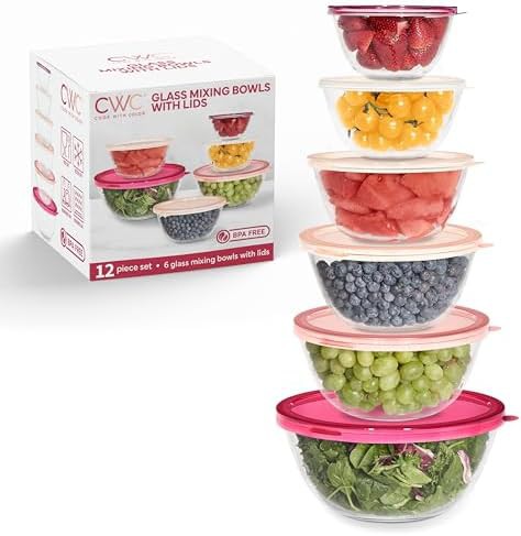 Rose borosilicate glass mixing bowl set