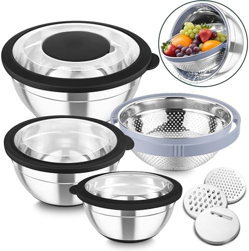 Black Mixing Bowls with Handle and Colander