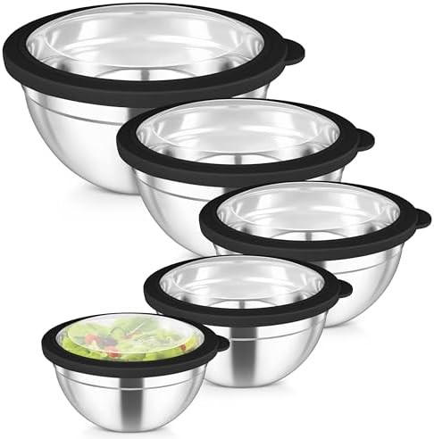 Black Stainless Steel Prep Bowls with Lids