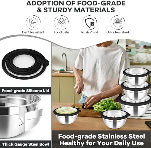 Black Stainless Steel Prep Bowls with Lids — photo 3