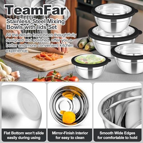 Black Stainless Steel Prep Bowls with Lids — photo 5