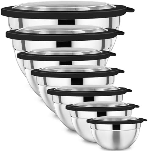 Seven piece black nesting mixing bowl set