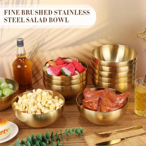 Gold stainless steel aesthetic serving bowls — photo 3