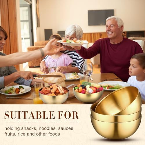 Gold stainless steel aesthetic serving bowls — photo 4