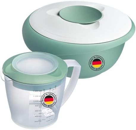 Mint green mixing bowl and cup duo