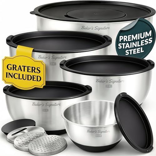Black Stainless Steel Bowls with Grater Lids