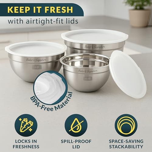 Nesting Stainless Steel Lidded Mixing Bowl Set — photo 4