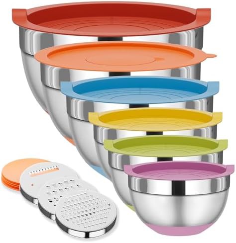 Nesting Stainless Steel Bowls with Grater Inserts