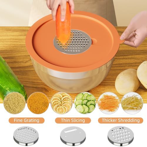 Nesting Stainless Steel Bowls with Grater Inserts — photo 3