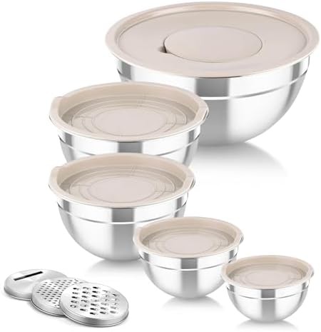 Stainless steel prep bowls with graters