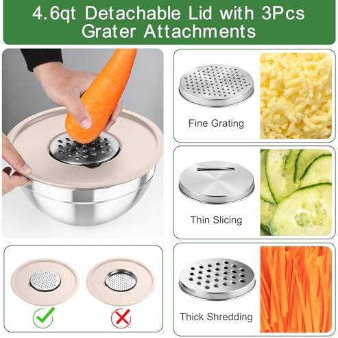 Stainless steel prep bowls with graters — photo 3