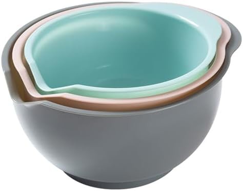 Pink and grey plastic nesting bowls