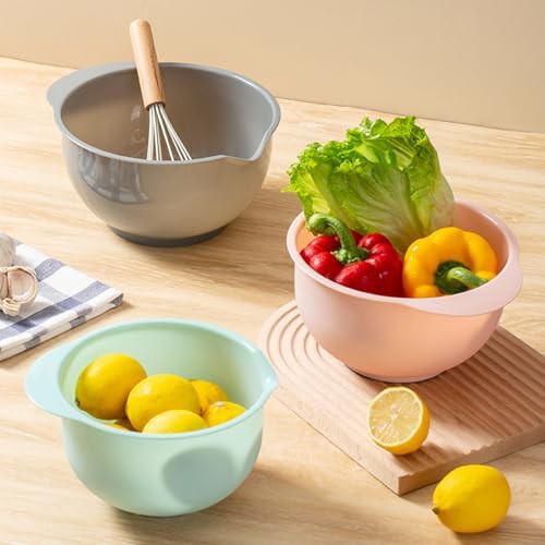 Pink and grey plastic nesting bowls — photo 3