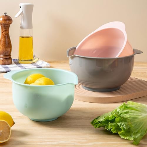 Pink and grey plastic nesting bowls — photo 4