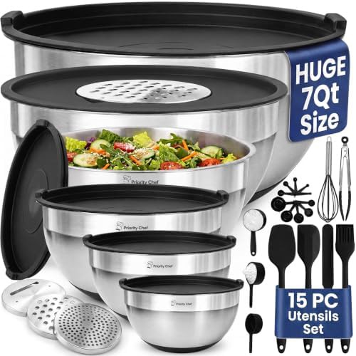 Large black stainless steel bowls with graters