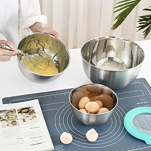 Three Piece Nesting Metal Bowl Set with Lids — photo 3