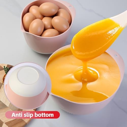 Pink non slip prep bowls with pour spout — photo 3
