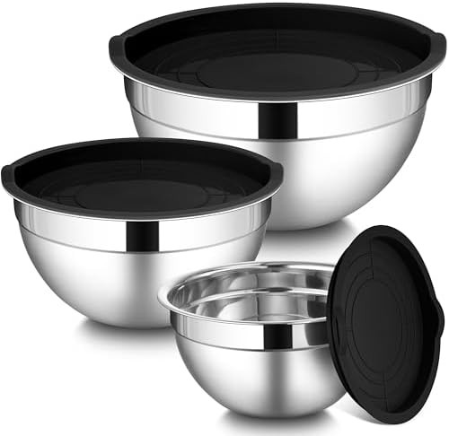 Silver Nesting Metal Bowls with Lids