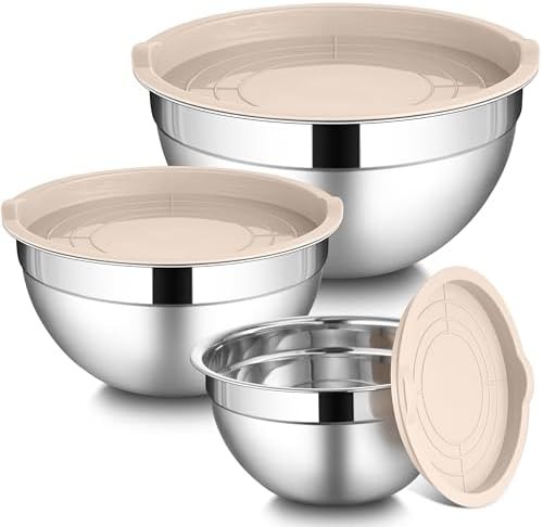 Three Pack Stainless Steel Bowls with Lids