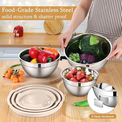 Three Pack Stainless Steel Bowls with Lids — photo 3