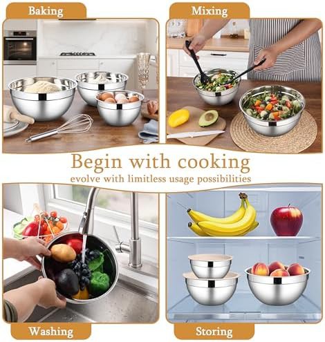 Three Pack Stainless Steel Bowls with Lids — photo 4
