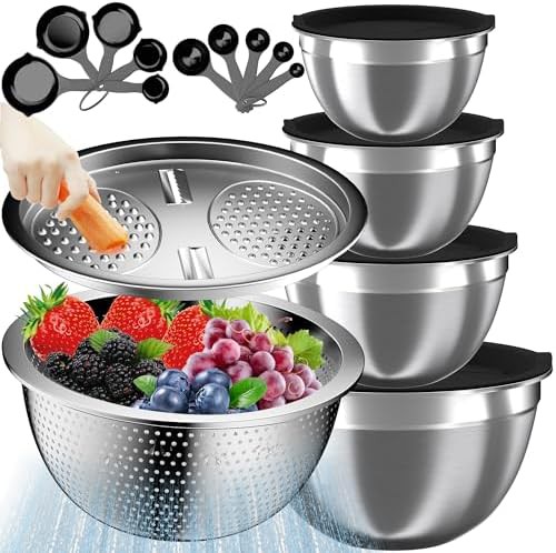 Black stainless steel sixteen piece bowl set