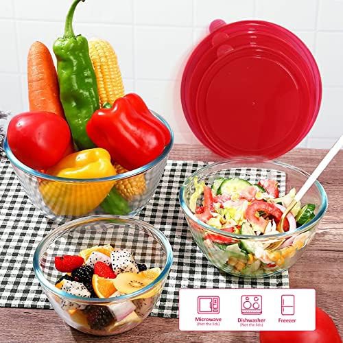 Four piece glass mixing bowl set with lids — photo 4