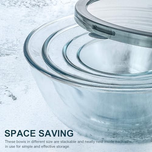 Four pack glass mixing bowls with lids — photo 4