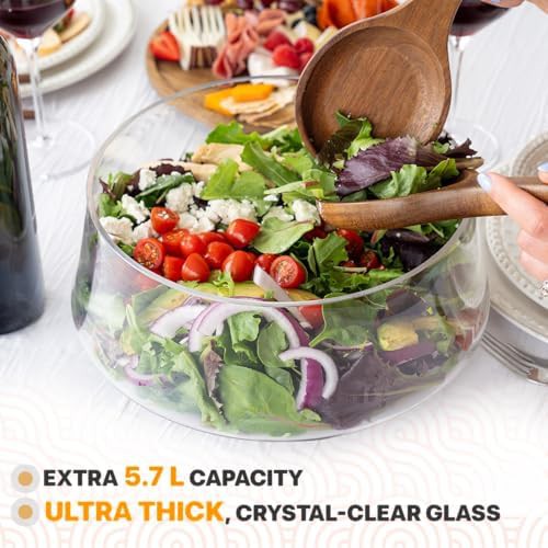 Large glass salad and trifle bowl with lid — photo 3