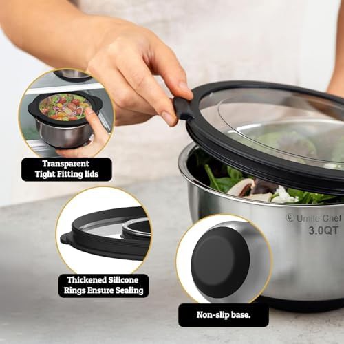 Black Stainless Steel Bowls with Warp Proof Lids — photo 3