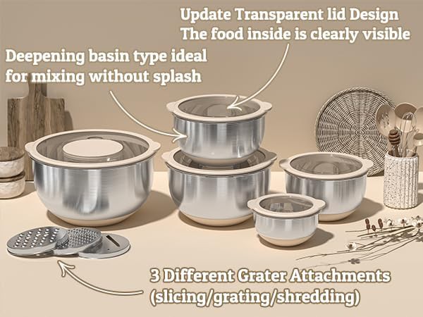 Khaki Stainless Steel Nesting Bowl Set — photo 5