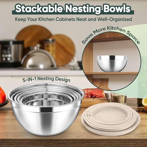 Khaki nesting five piece set with graters — photo 4